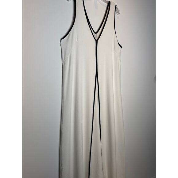 Maeve by Anthropologie Mid-2010s Ivory Black Piped Stretch Midi Dress Size 1X - Picture 5 of 10